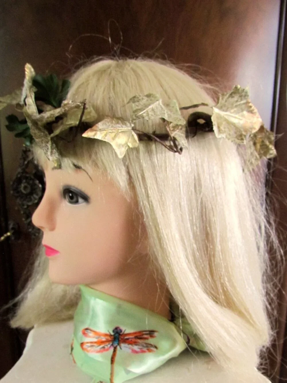 2 FESTIVAL HAIR WREATHS: FLORAL & GOLDEN LEAVES; RENAISSANCE, MEDIEVAL COSTUMES - Picture 2 of 12